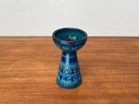 Mid-Century Rimini Blu Pottery Candleholder by Aldo Londi for Bitossi, Italy, 1960s-UAH-1716533