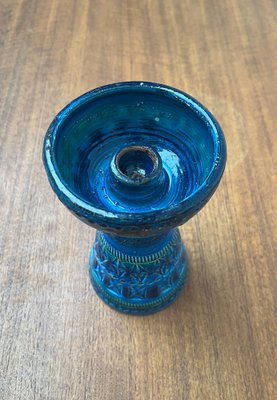 Mid-Century Rimini Blu Pottery Candleholder by Aldo Londi for Bitossi, Italy, 1960s-UAH-1716533