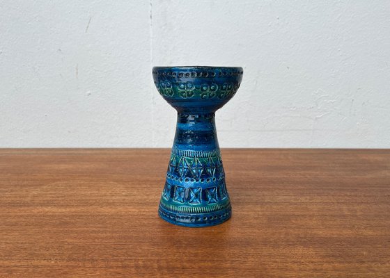 Mid-Century Rimini Blu Pottery Candleholder by Aldo Londi for Bitossi, Italy, 1960s-UAH-1716533