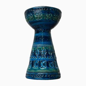 Mid-Century Rimini Blu Pottery Candleholder by Aldo Londi for Bitossi, Italy, 1960s-UAH-1716533