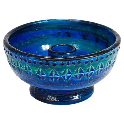 Mid-Century Rimini Blue Glazed Candleholder Bowl attributed to Bitossi for Bitossi, 1950s-MWV-1773850