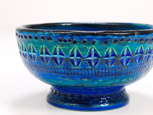 Mid-Century Rimini Blue Glazed Candleholder Bowl attributed to Bitossi for Bitossi, 1950s-MWV-1773850