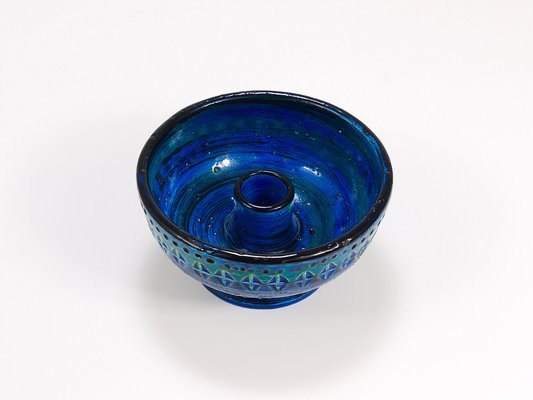 Mid-Century Rimini Blue Glazed Candleholder Bowl attributed to Bitossi for Bitossi, 1950s-MWV-1773850