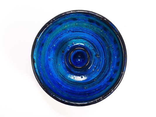 Mid-Century Rimini Blue Glazed Candleholder Bowl attributed to Bitossi for Bitossi, 1950s-MWV-1773850