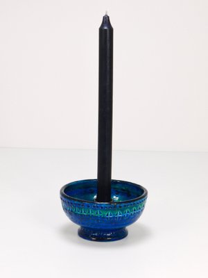 Mid-Century Rimini Blue Glazed Candleholder Bowl attributed to Bitossi for Bitossi, 1950s-MWV-1773850