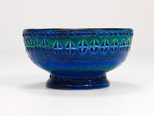 Mid-Century Rimini Blue Glazed Candleholder Bowl attributed to Bitossi for Bitossi, 1950s-MWV-1773850