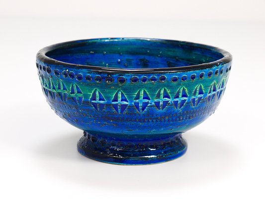 Mid-Century Rimini Blue Glazed Candleholder Bowl attributed to Bitossi for Bitossi, 1950s-MWV-1773850