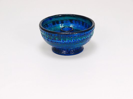 Mid-Century Rimini Blue Glazed Candleholder Bowl attributed to Bitossi for Bitossi, 1950s-MWV-1773850