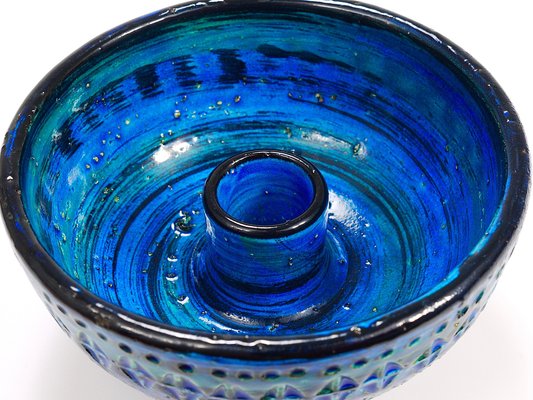 Mid-Century Rimini Blue Glazed Candleholder Bowl attributed to Bitossi for Bitossi, 1950s-MWV-1773850