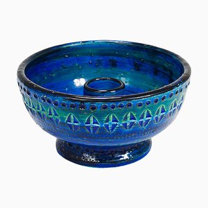 Mid-Century Rimini Blue Glazed Candleholder Bowl attributed to Bitossi for Bitossi, 1950s-MWV-1773850