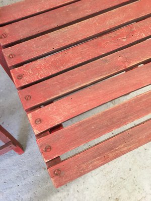 Mid-Century Rimini Chairs with Red Painted Wooden Frame and Slats, Set of 3-GGK-702598