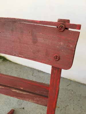 Mid-Century Rimini Chairs with Red Painted Wooden Frame and Slats, Set of 3-GGK-702598