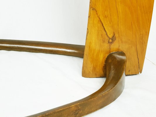 Mid-Century Rispal Style Curved Wood & Brass Floor Lamp from Valzania, 1940s-RD-1769614