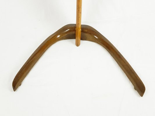 Mid-Century Rispal Style Curved Wood & Brass Floor Lamp from Valzania, 1940s-RD-1769614