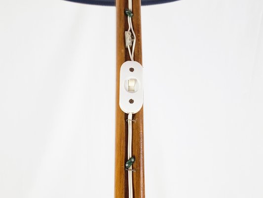 Mid-Century Rispal Style Curved Wood & Brass Floor Lamp from Valzania, 1940s-RD-1769614