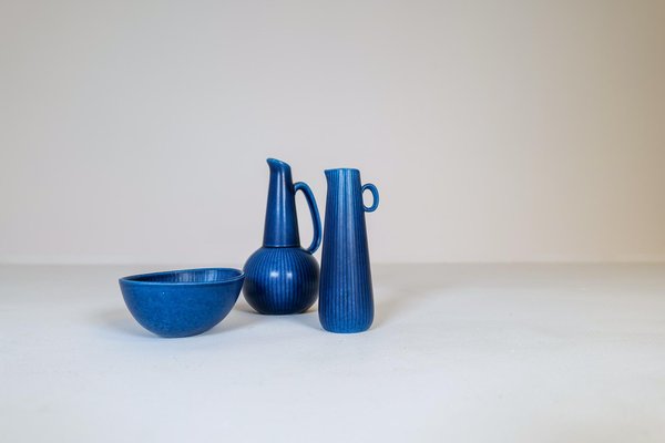 Mid-Century Ritzi Vases and Bowl by Gunnar Nylund for Rörstrand, Set of 3-UYK-1165826