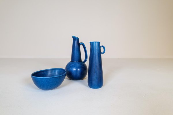 Mid-Century Ritzi Vases and Bowl by Gunnar Nylund for Rörstrand, Set of 3-UYK-1165826