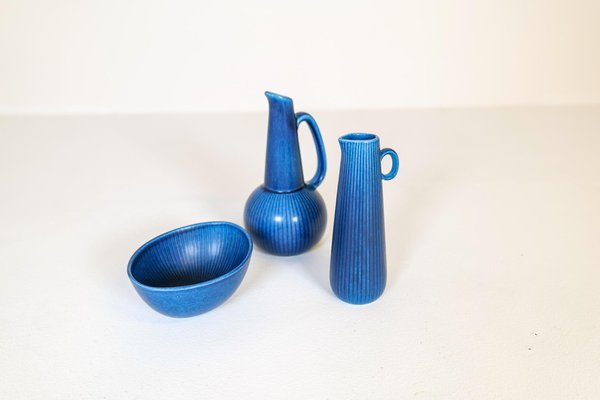 Mid-Century Ritzi Vases and Bowl by Gunnar Nylund for Rörstrand, Set of 3-UYK-1165826