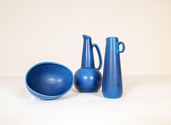 Mid-Century Ritzi Vases and Bowl by Gunnar Nylund for Rörstrand, Set of 3-UYK-1165826