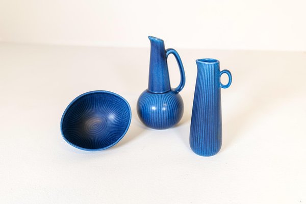 Mid-Century Ritzi Vases and Bowl by Gunnar Nylund for Rörstrand, Set of 3-UYK-1165826