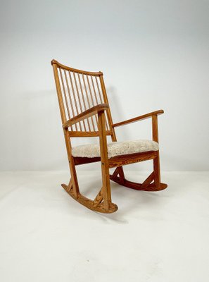 Mid-Century Rocking Chair in Pine and Sheepskin by Yngve Ekström, Sweden-UYK-1001049