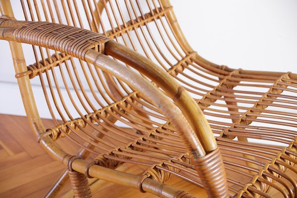 Mid-Century Rocking Chair in Rattan from Uluv, 1960s-IND-1421628