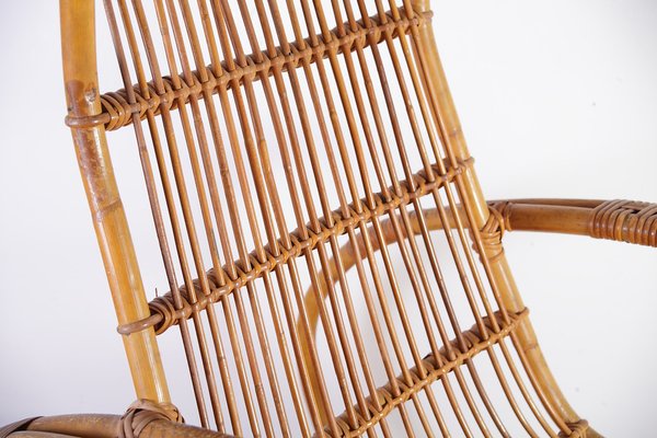 Mid-Century Rocking Chair in Rattan from Uluv, 1960s-IND-1421628