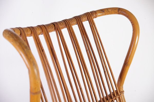 Mid-Century Rocking Chair in Rattan from Uluv, 1960s-IND-1421628