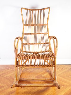 Mid-Century Rocking Chair in Rattan from Uluv, 1960s-IND-1421628