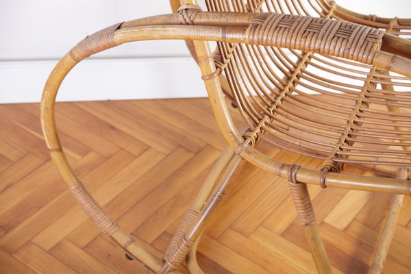 Mid-Century Rocking Chair in Rattan from Uluv, 1960s-IND-1421628