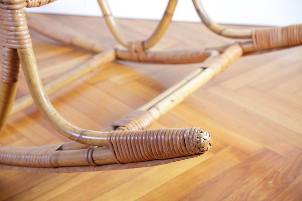 Mid-Century Rocking Chair in Rattan from Uluv, 1960s-IND-1421628