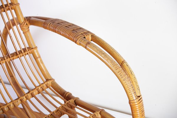 Mid-Century Rocking Chair in Rattan from Uluv, 1960s-IND-1421628