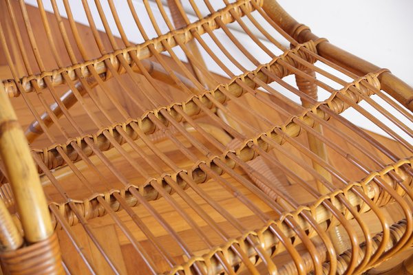 Mid-Century Rocking Chair in Rattan from Uluv, 1960s-IND-1421628