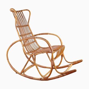 Mid-Century Rocking Chair in Rattan from Uluv, 1960s-IND-1421628