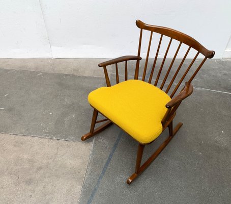 Mid-Century Rocking Chair with New Kvadrat Cushion by Børge Mogensen for FDB Møbler, 1960s-UAH-1337797