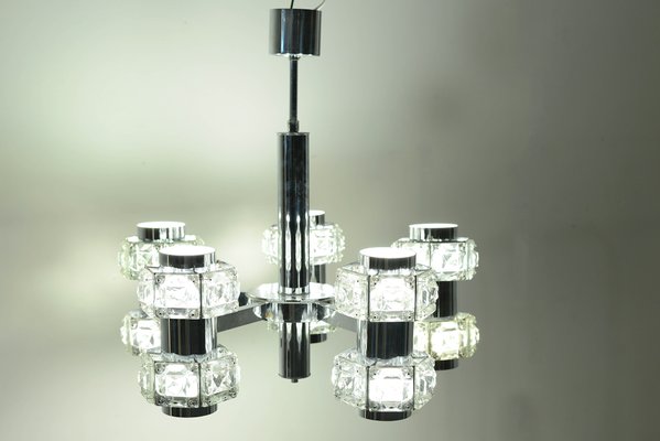 Mid-Century Roof Lamp in Chromed Steel and Glass, Germany-UJE-1050484