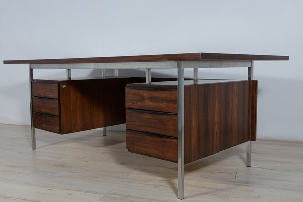 Mid-Century Rosewood & Chrome Desk, 1970s-NIT-1335996