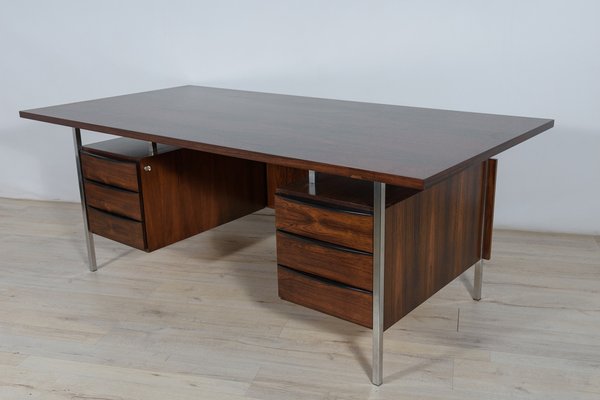 Mid-Century Rosewood & Chrome Desk, 1970s-NIT-1335996