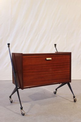 Mid-Century Rosewood & Steel Bar Case, 1950s-WEQ-1150739