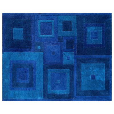 Mid-Century Ross Littell Blue Square Dance Rug, 1960s-FGA-986217