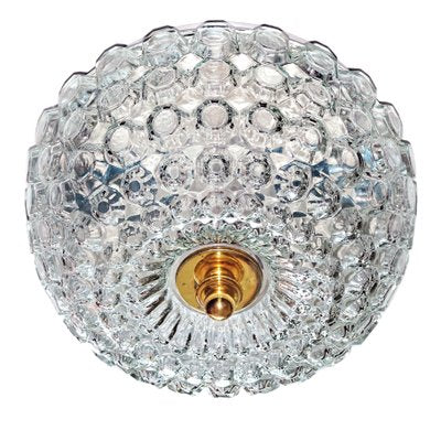 Mid-Century Round Ceiling or Wall Lamp in Textured Glass from Limburg, Germany, 1970s-QBR-996752