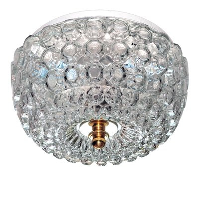 Mid-Century Round Ceiling or Wall Lamp in Textured Glass from Limburg, Germany, 1970s-QBR-996752