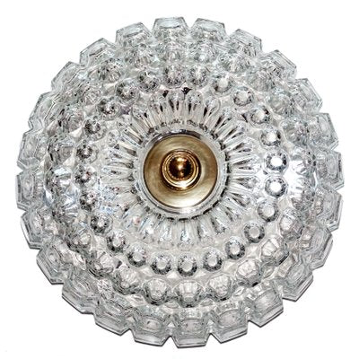 Mid-Century Round Ceiling or Wall Lamp in Textured Glass from Limburg, Germany, 1970s-QBR-996752