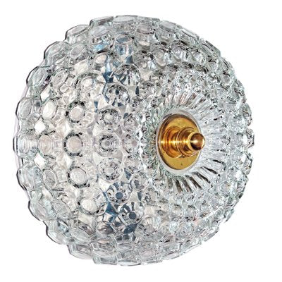 Mid-Century Round Ceiling or Wall Lamp in Textured Glass from Limburg, Germany, 1970s-QBR-996752