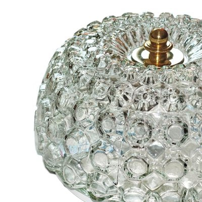 Mid-Century Round Ceiling or Wall Lamp in Textured Glass from Limburg, Germany, 1970s-QBR-996752