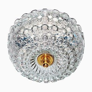 Mid-Century Round Ceiling or Wall Lamp in Textured Glass from Limburg, Germany, 1970s-QBR-996752