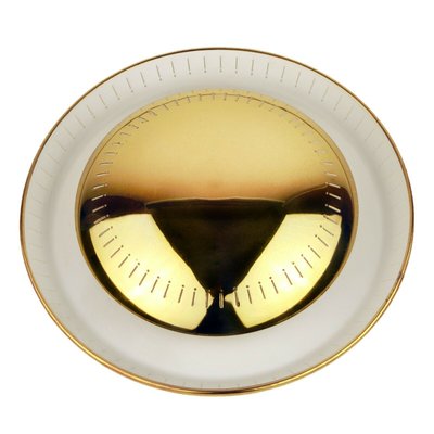 Mid-Century Round Ceiling or Wall Light in Brass with White Italy, 1950s-QBR-997787