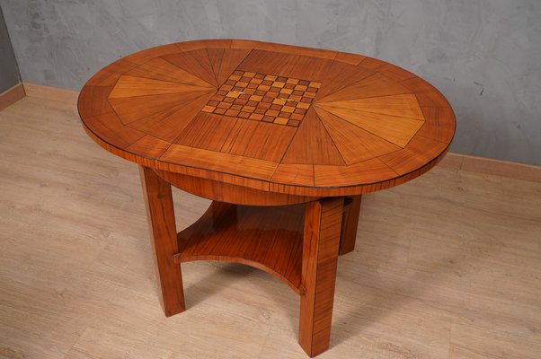 Mid-Century Round Cherrywood Veneer Game Side Table, 1950s-UH-1742748