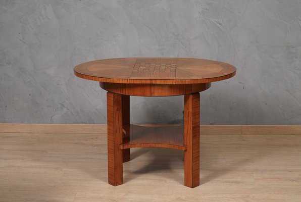 Mid-Century Round Cherrywood Veneer Game Side Table, 1950s-UH-1742748