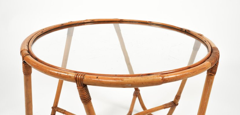 Mid-Century Round Coffee Table in Bamboo, 1960s-LYQ-1761433